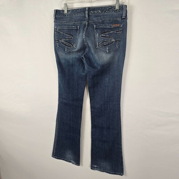 Seven7 Jeans Women's 29 Blue Medium Wash Straight Slight Distressed - Picture 15 of 16